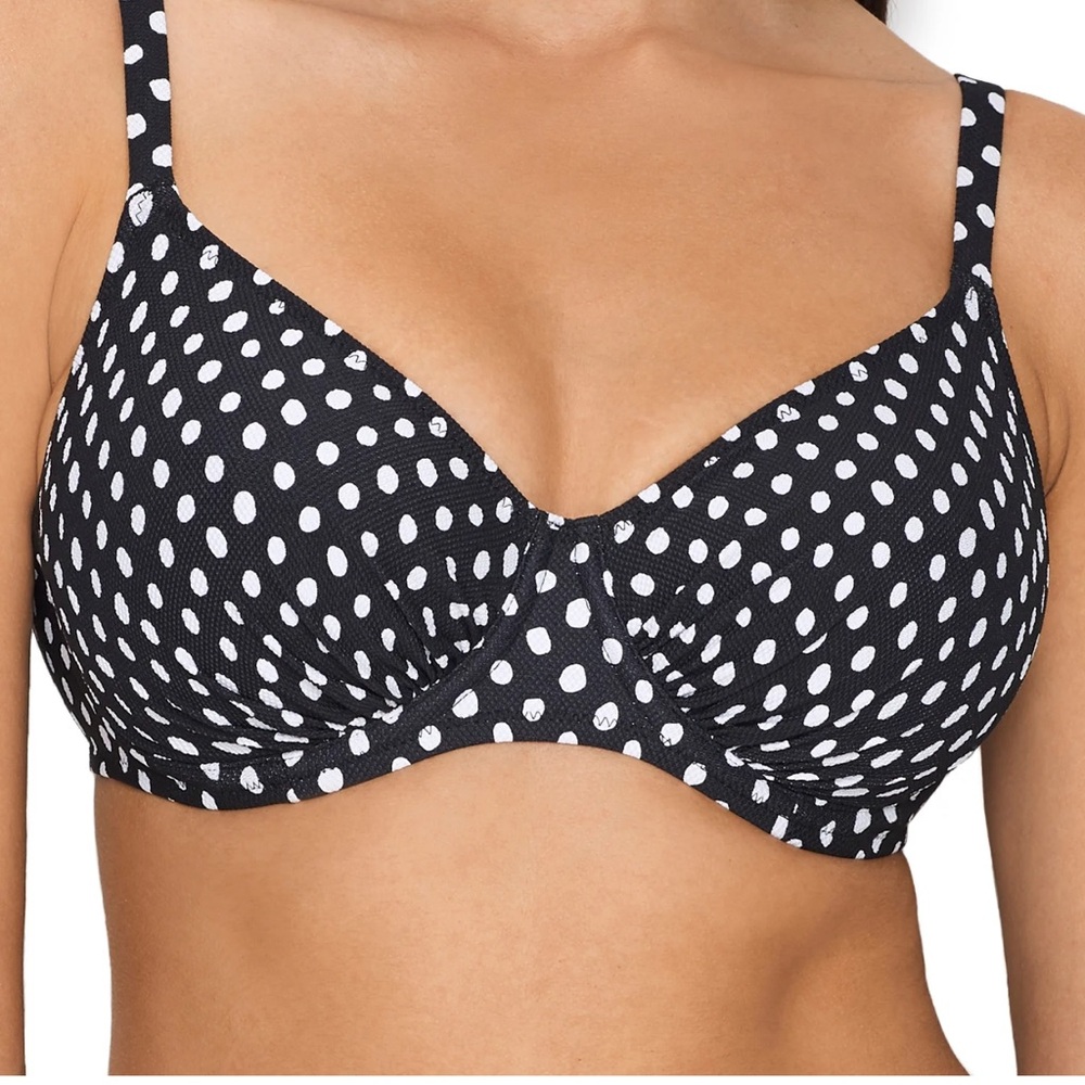 NWT Fantasie Black and White Polka Dot Bikini Top